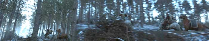 Maximus rides past camera